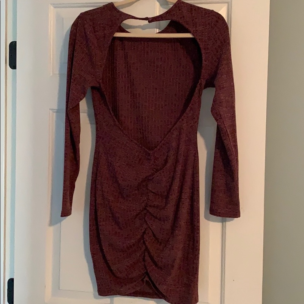 Burgundy long sleeve dress